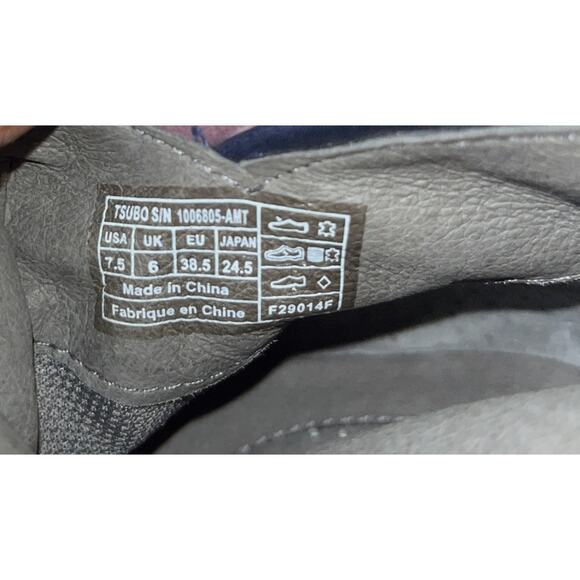 TSUBO Suede Leather ankle BOOTS Sz 7.5 navy purple colorblock heel NEW - Picture 7 of 9